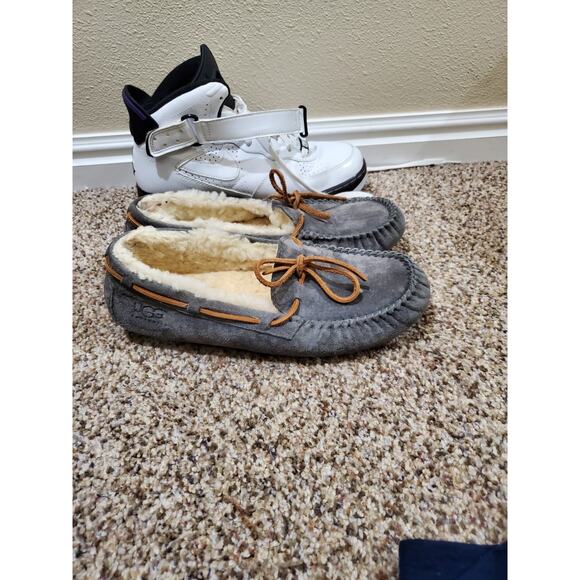 UGG Australia Men's Dakota Moccasin Slippers Gray Suede Shearling Lined Size 8? - Picture 10 of 11